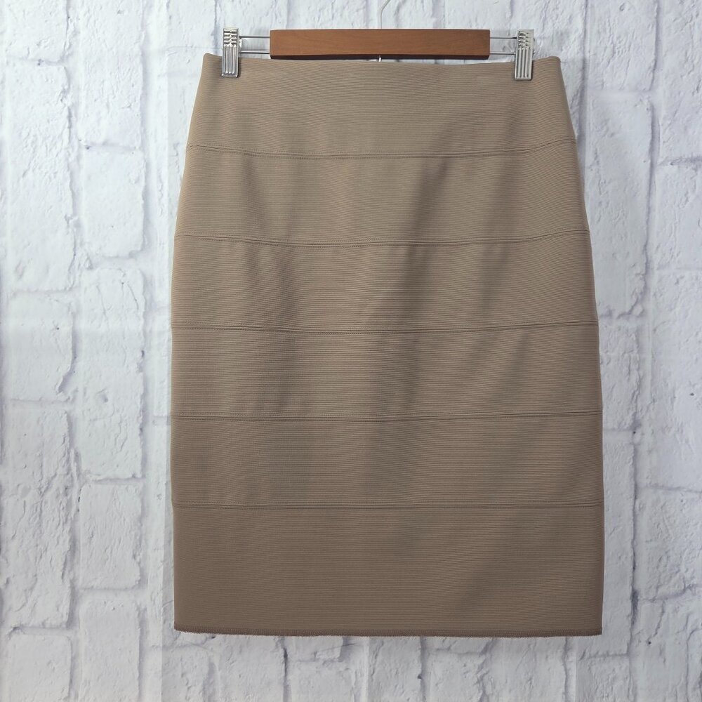 Alfani Small Petite Olive Green Horizontal Stripe Straight Pencil Office Skirt